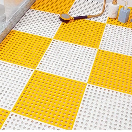 Bathroom Non Anti Slip Mats Yellow & White