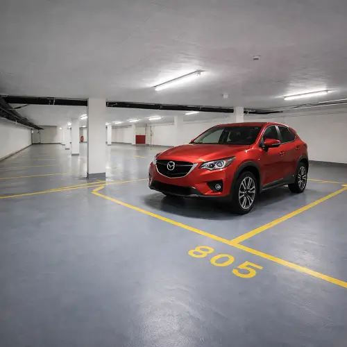 Heavy-duty epoxy basement parking flooring in Business Bay Dubai office tower