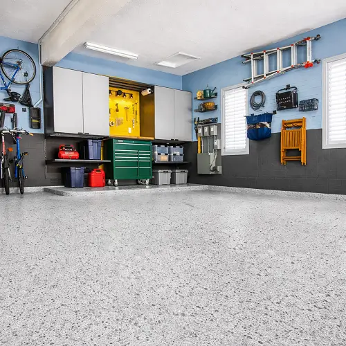Polyaspartic garage coating in Al Majaz Sharjah residential garage