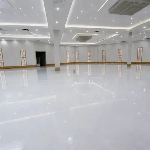 Solid color epoxy flooring in commercial workshop in Deira Dubai