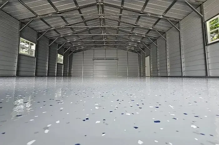 Glossy seamless epoxy garage flooring in modern UAE residential garage
